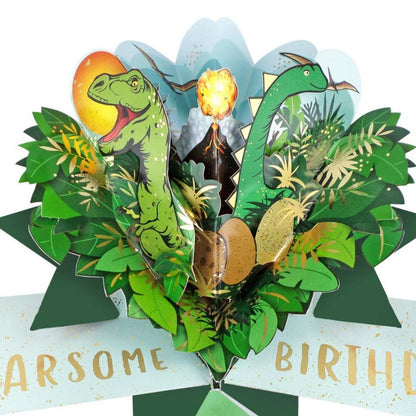 Roarsome Birthday Pop Up Birthday Greeting Card With Dinosaurs