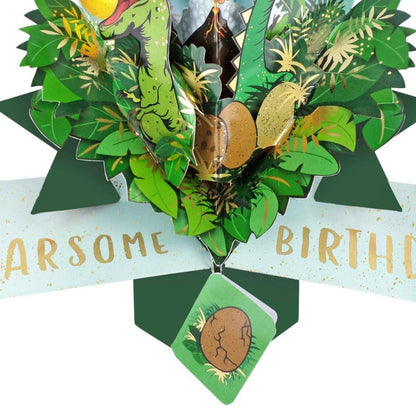 Roarsome Birthday Pop Up Birthday Greeting Card With Dinosaurs