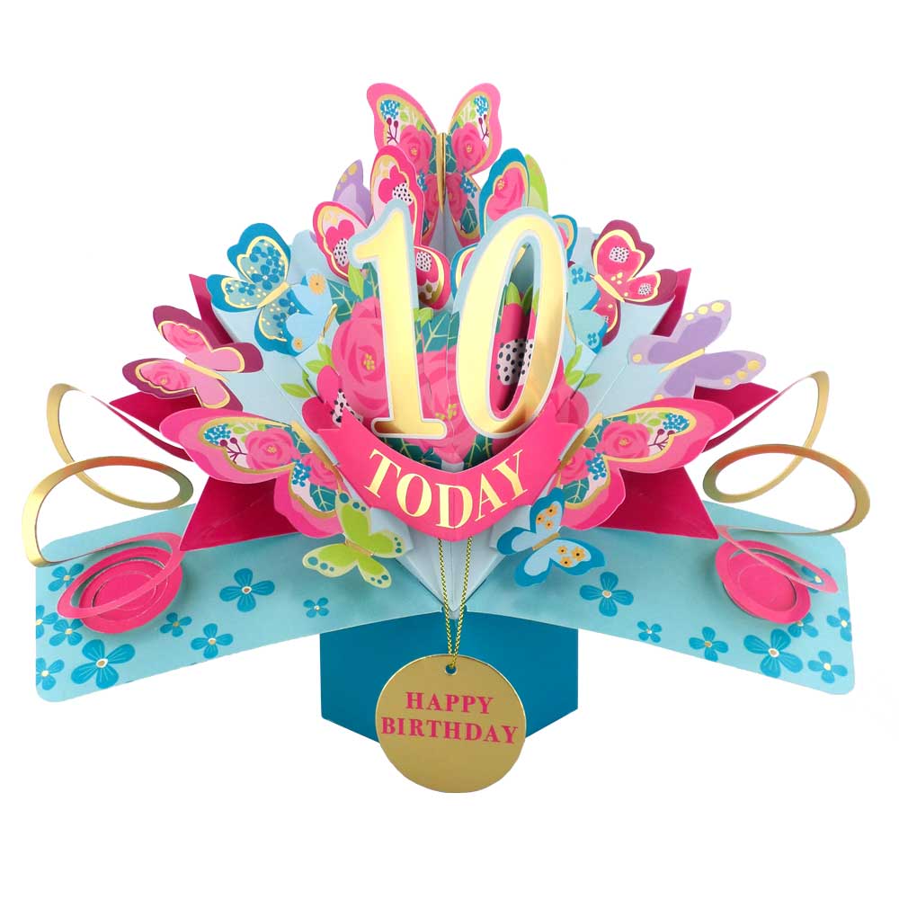 10 To 109' Happy 'Any Age' Birthday Today Pop Up Greeting Card