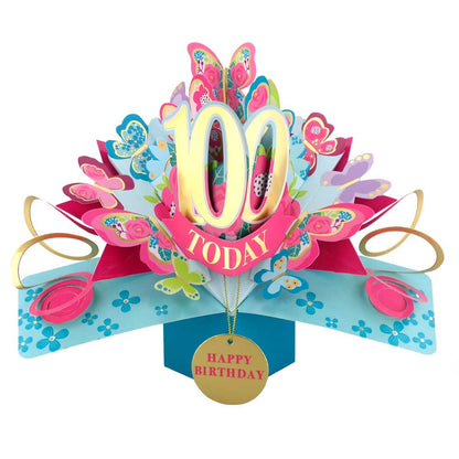 100 Today Happy 100th Birthday Pop Up Greeting Card