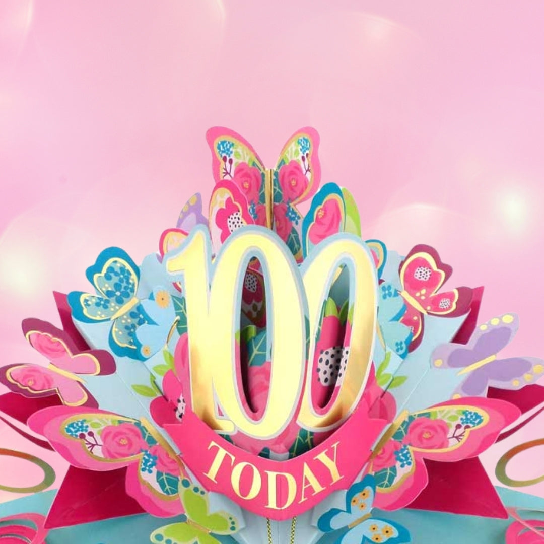 100 Today Happy 100th Birthday Pop Up Greeting Card