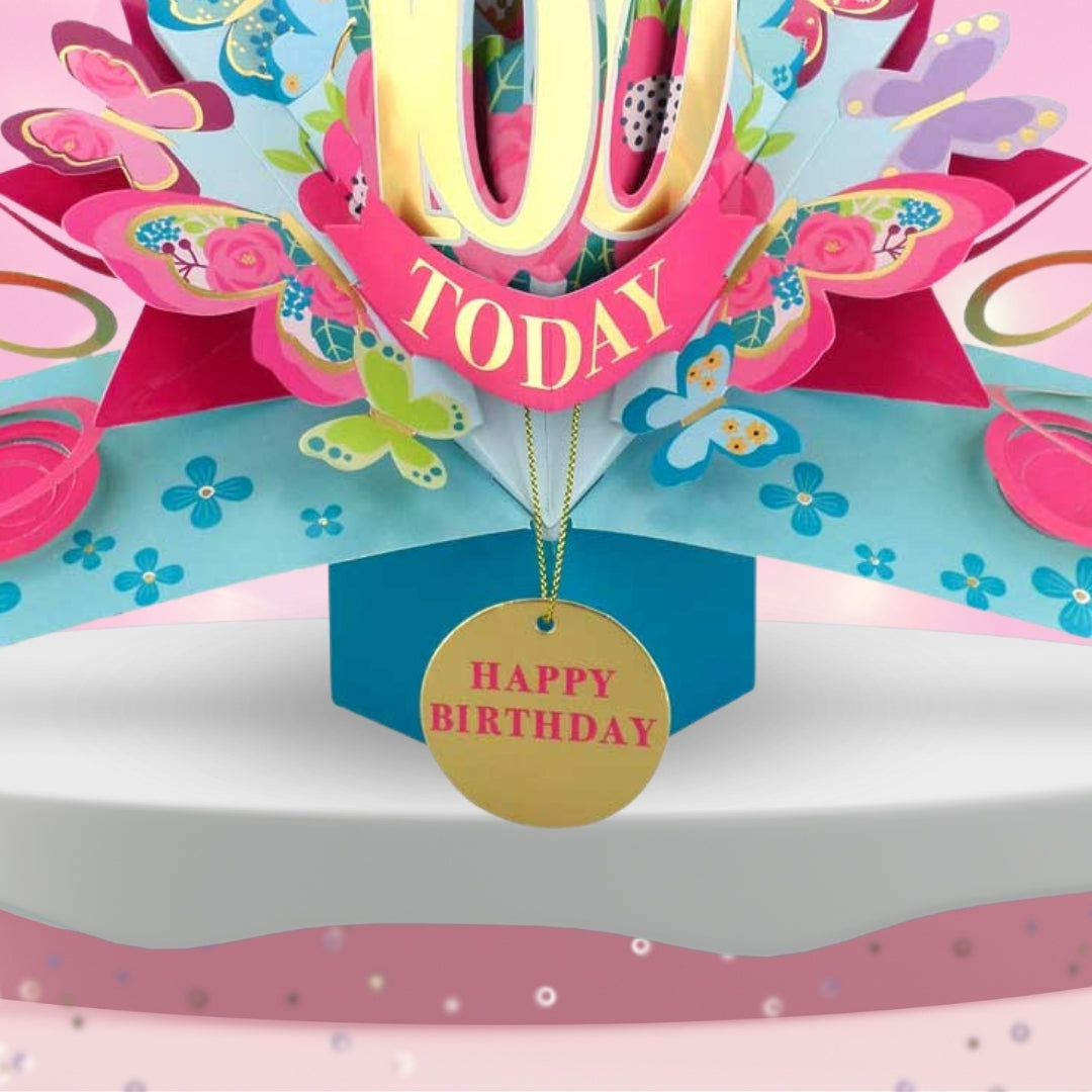 100 Today Happy 100th Birthday Pop Up Greeting Card
