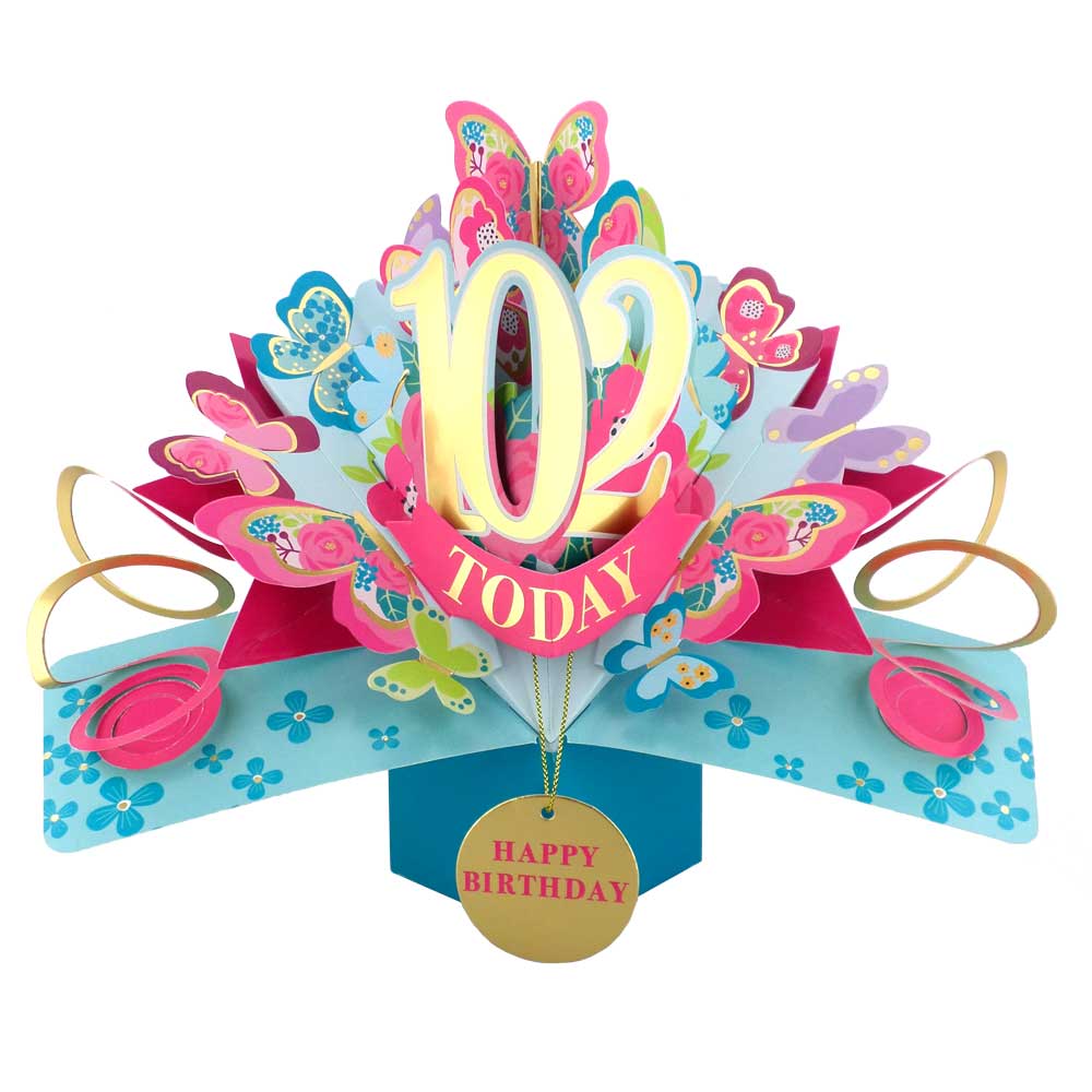 102 Today Happy 102nd Birthday Pop Up Greeting Card
