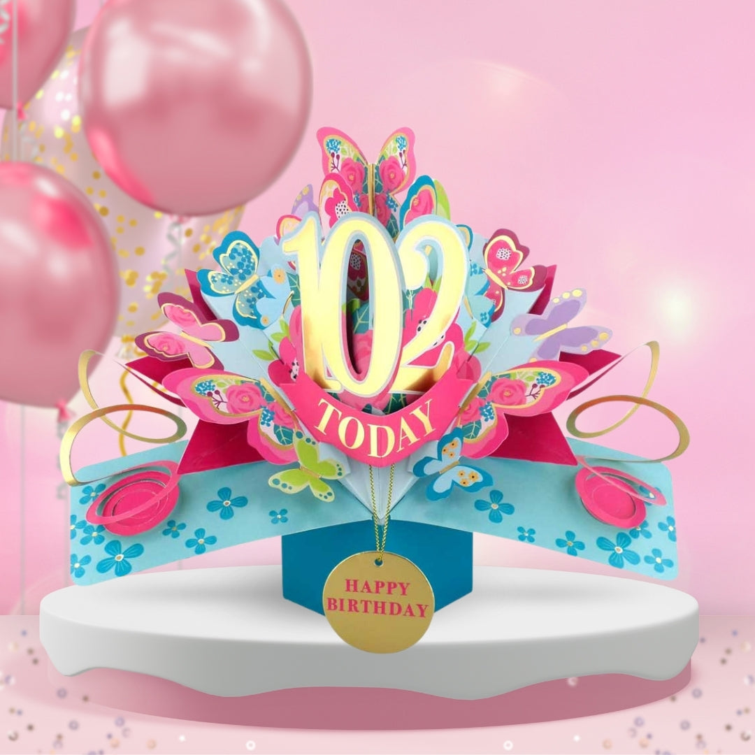 102 Today Happy 102nd Birthday Pop Up Greeting Card
