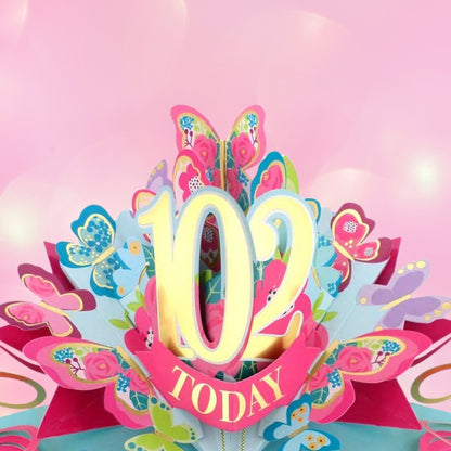 102 Today Happy 102nd Birthday Pop Up Greeting Card