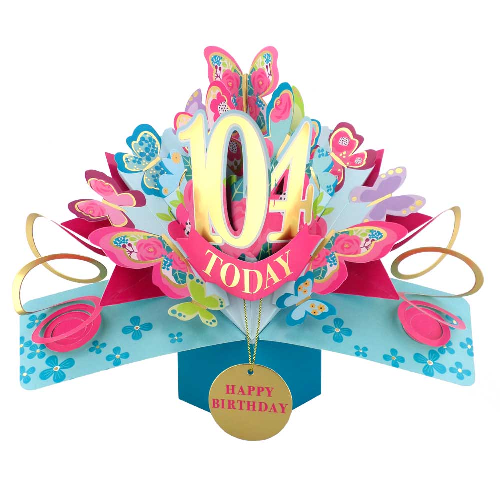 104 Today Happy 104th Birthday Pop Up Greeting Card