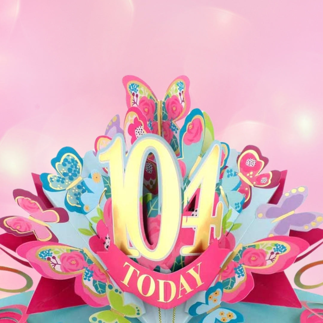 104 Today Happy 104th Birthday Pop Up Greeting Card