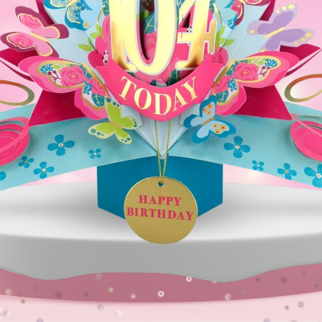 104 Today Happy 104th Birthday Pop Up Greeting Card