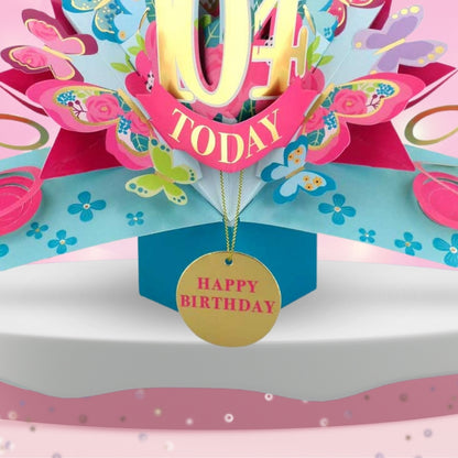 104 Today Happy 104th Birthday Pop Up Greeting Card