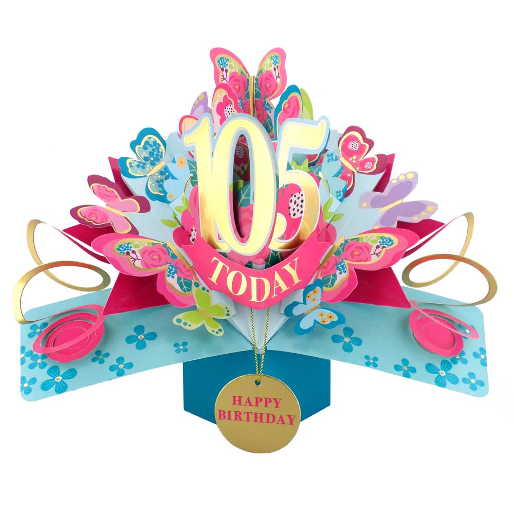 105 Today Happy 105th Birthday Pop Up Greeting Card