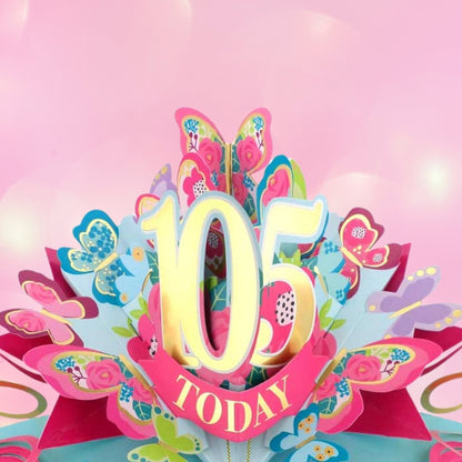 105 Today Happy 105th Birthday Pop Up Greeting Card