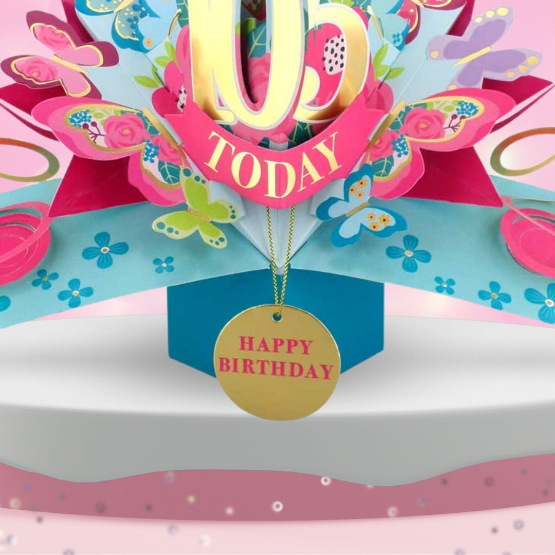 105 Today Happy 105th Birthday Pop Up Greeting Card