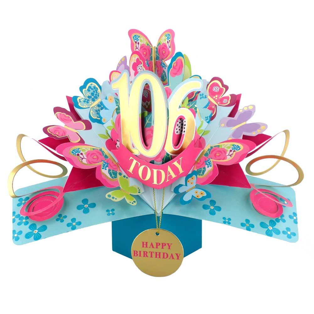 10 To 109' Happy 'Any Age' Birthday Today Pop Up Greeting Card