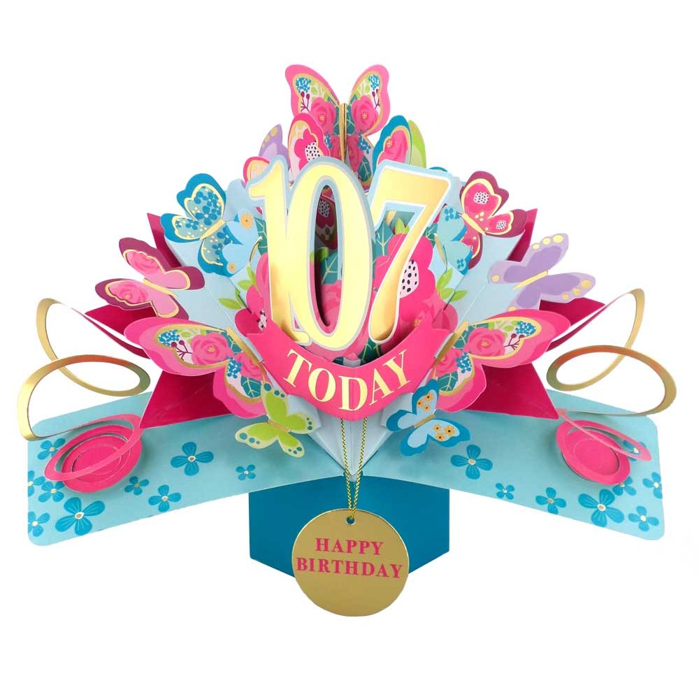 107 Today Happy 107th Birthday Pop Up Greeting Card
