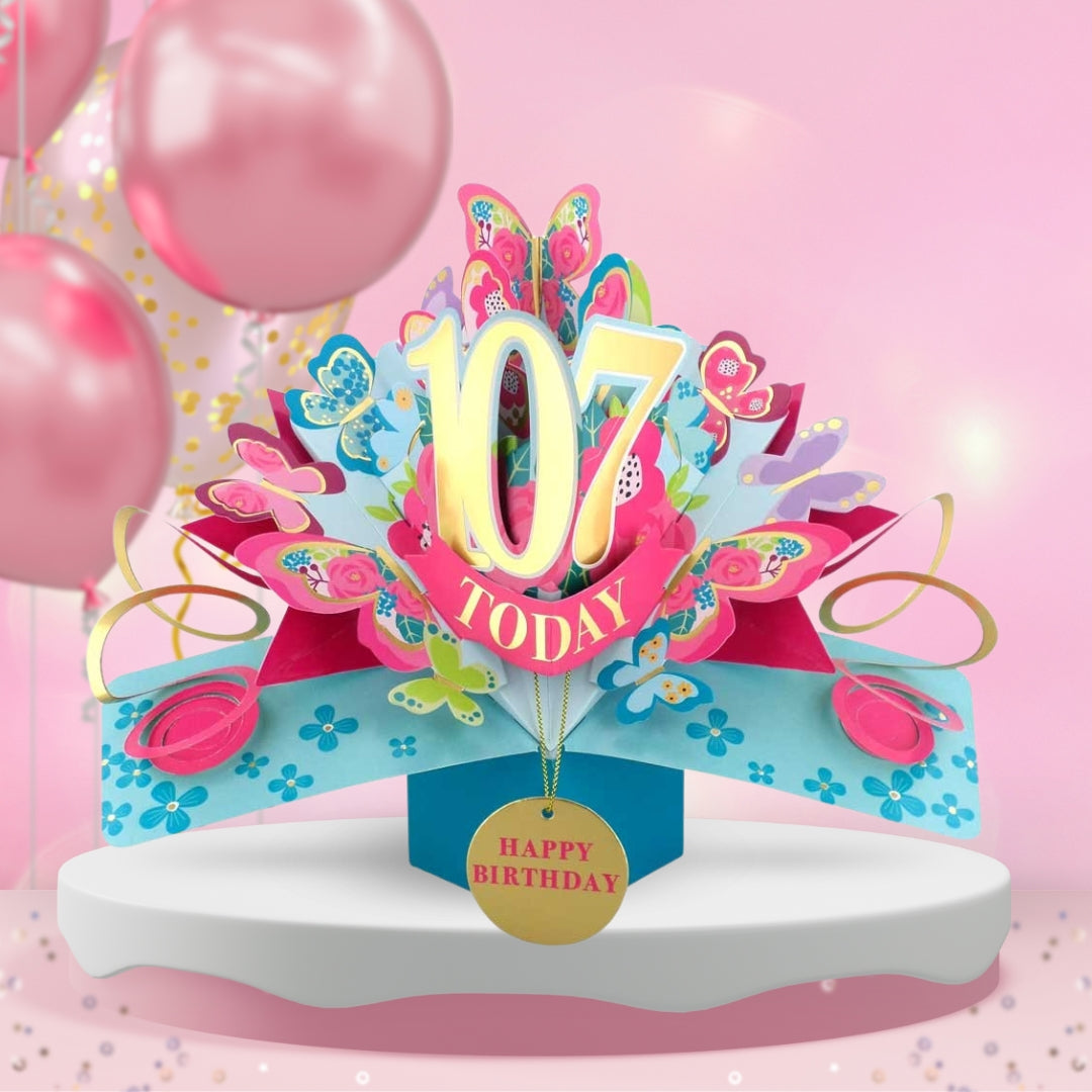 107 Today Happy 107th Birthday Pop Up Greeting Card