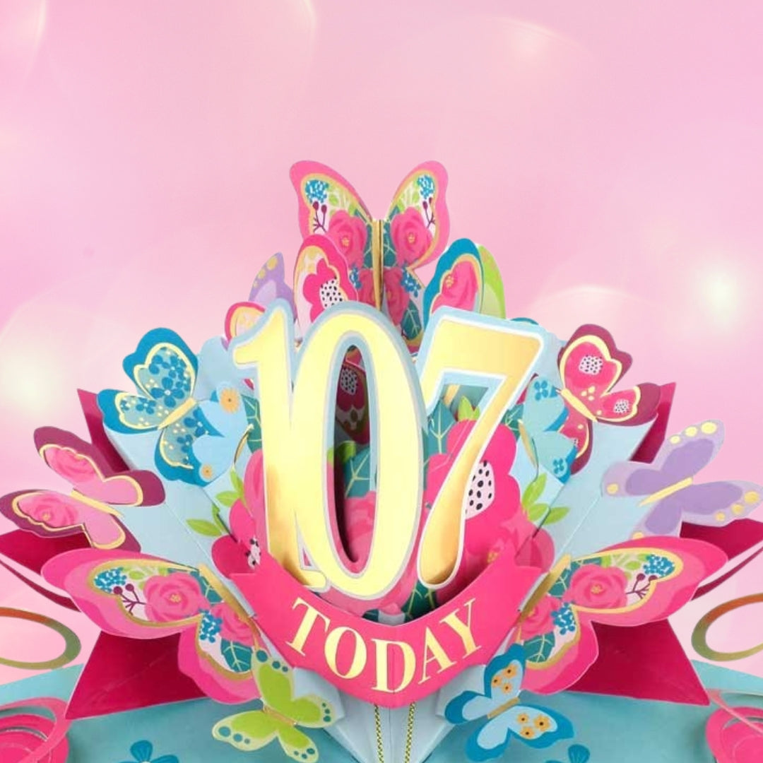 107 Today Happy 107th Birthday Pop Up Greeting Card