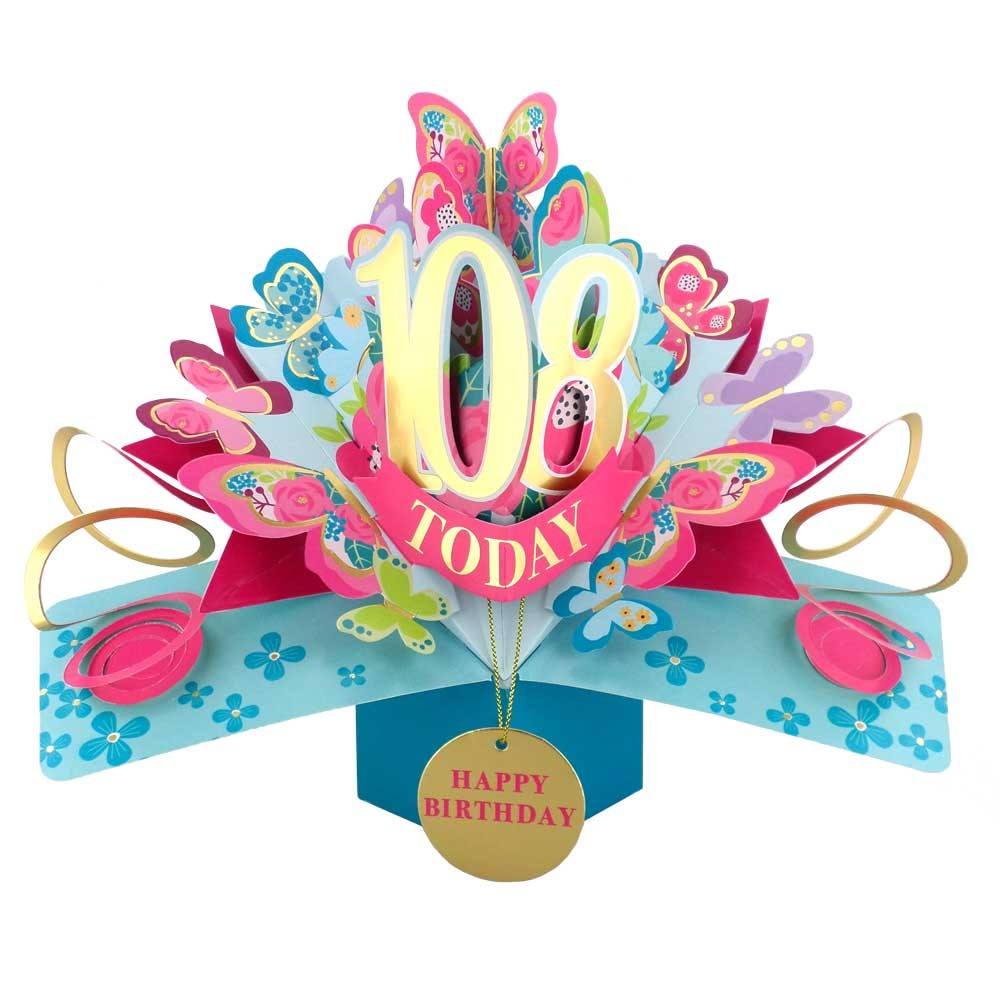 10 To 109' Happy 'Any Age' Birthday Today Pop Up Greeting Card