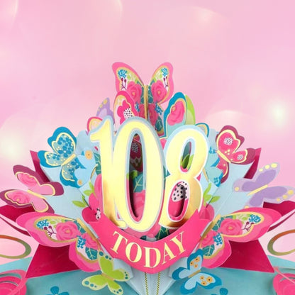 108 Today Happy 108th Birthday Pop Up Greeting Card