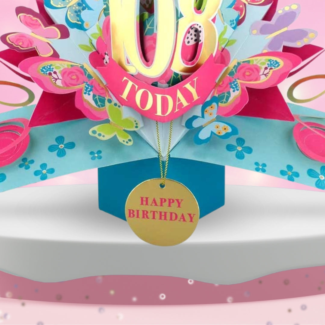 108 Today Happy 108th Birthday Pop Up Greeting Card