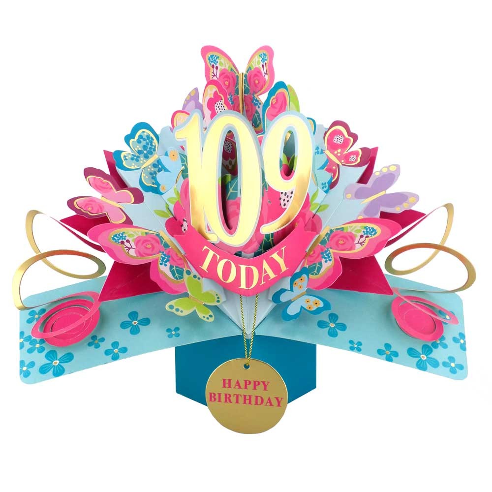 10 To 109' Happy 'Any Age' Birthday Today Pop Up Greeting Card