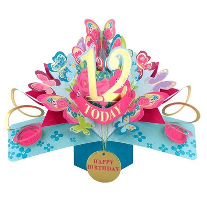 12 Today Happy 12th Birthday Pop Up Greeting Card