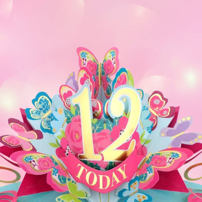 12 Today Happy 12th Birthday Pop Up Greeting Card