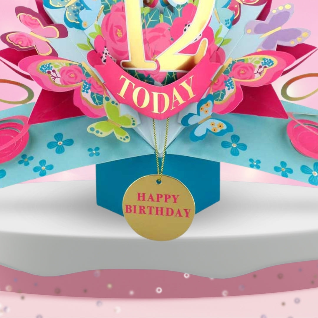 12 Today Happy 12th Birthday Pop Up Greeting Card