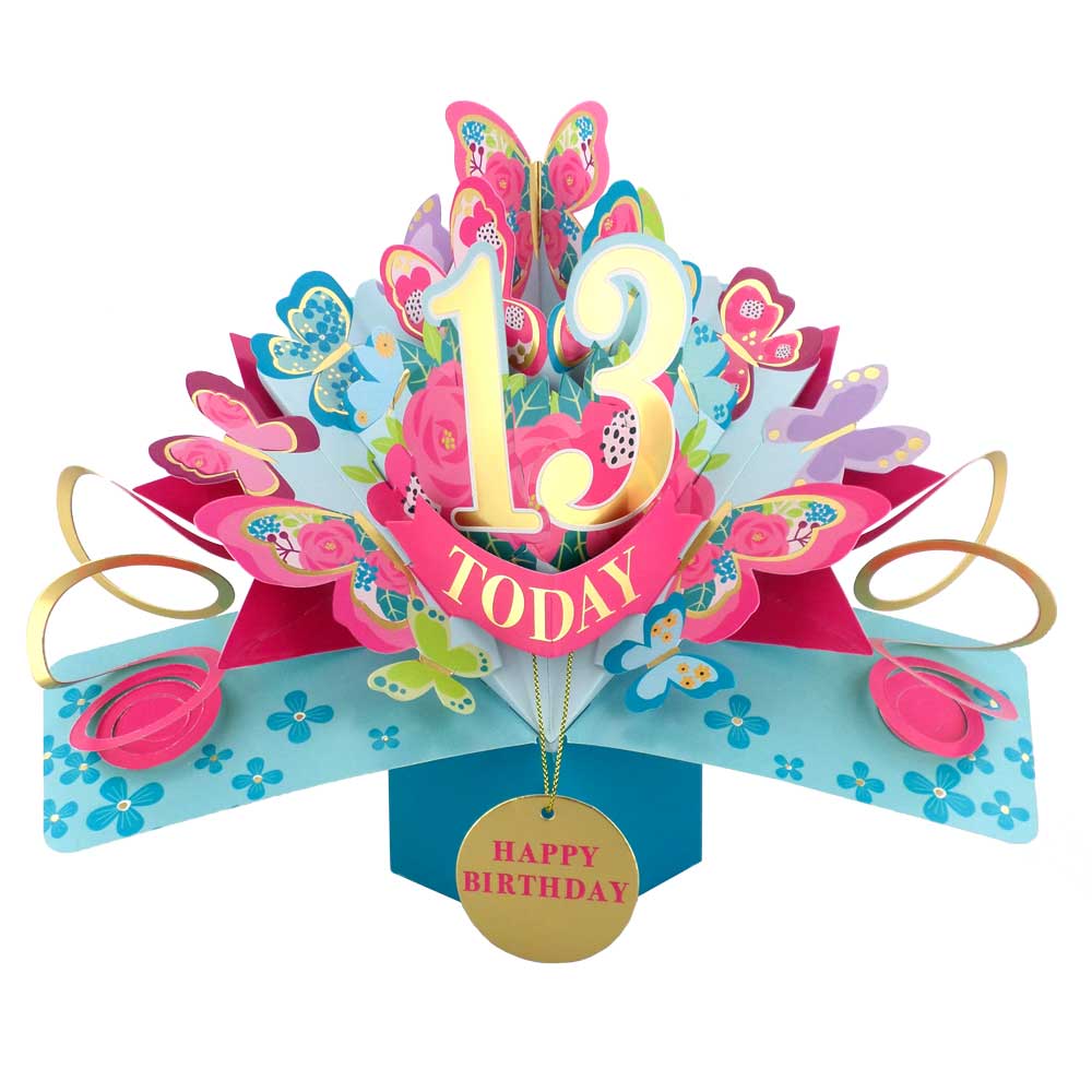 13 Today Happy 13th Birthday Pop Up Greeting Card