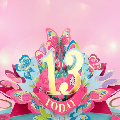 13 Today Happy 13th Birthday Pop Up Greeting Card