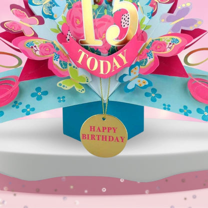 15 Today Happy 15th Birthday Pop Up Greeting Card