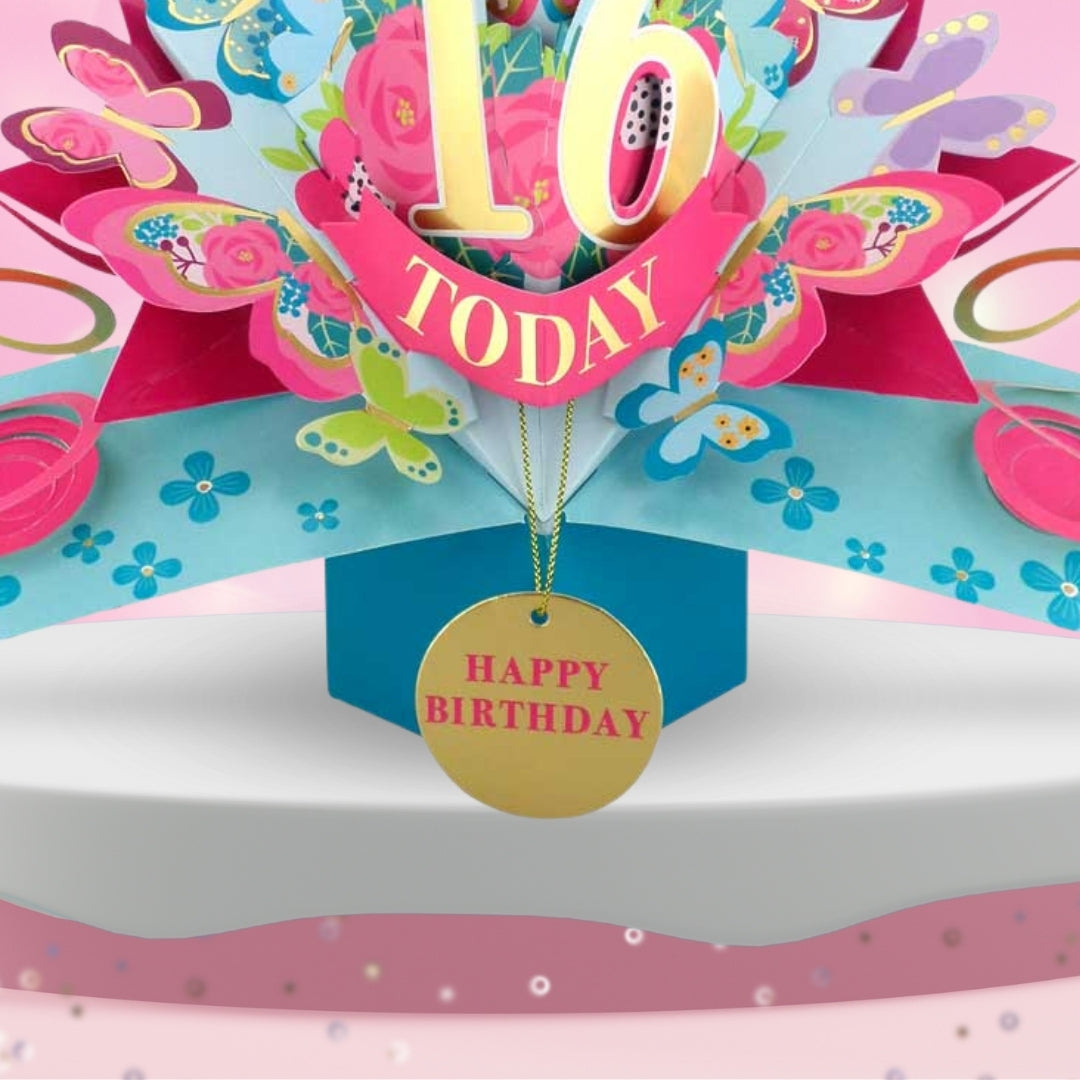 16 Today Happy 16th Birthday Pop Up Greeting Card