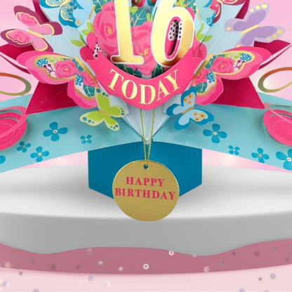 16 Today Happy 16th Birthday Pop Up Greeting Card
