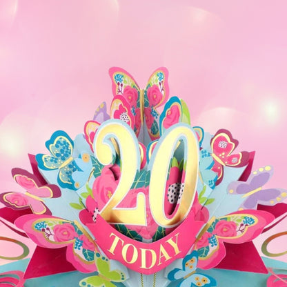 20 Today Happy 20th Birthday Pop Up Greeting Card