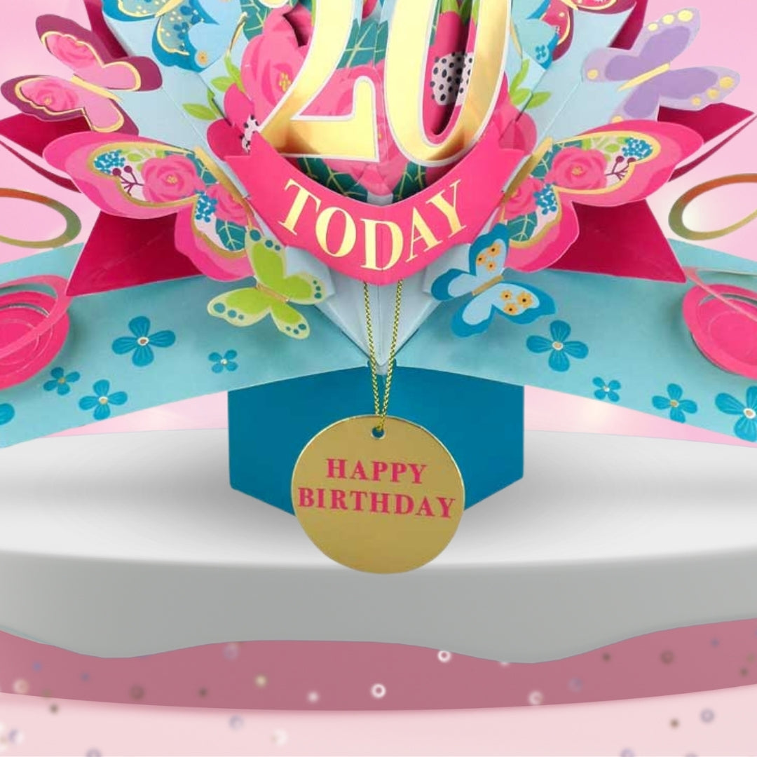 20 Today Happy 20th Birthday Pop Up Greeting Card