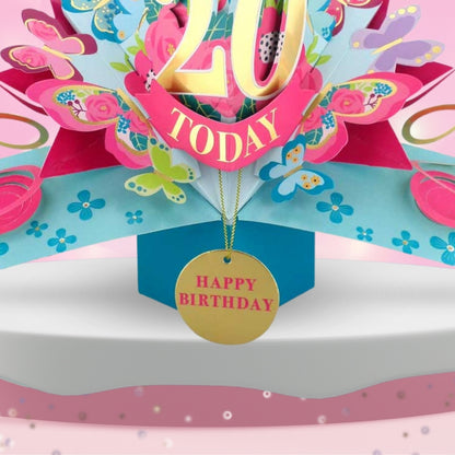 20 Today Happy 20th Birthday Pop Up Greeting Card