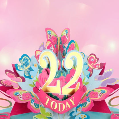22 Today Happy 22nd Birthday Pop Up Greeting Card