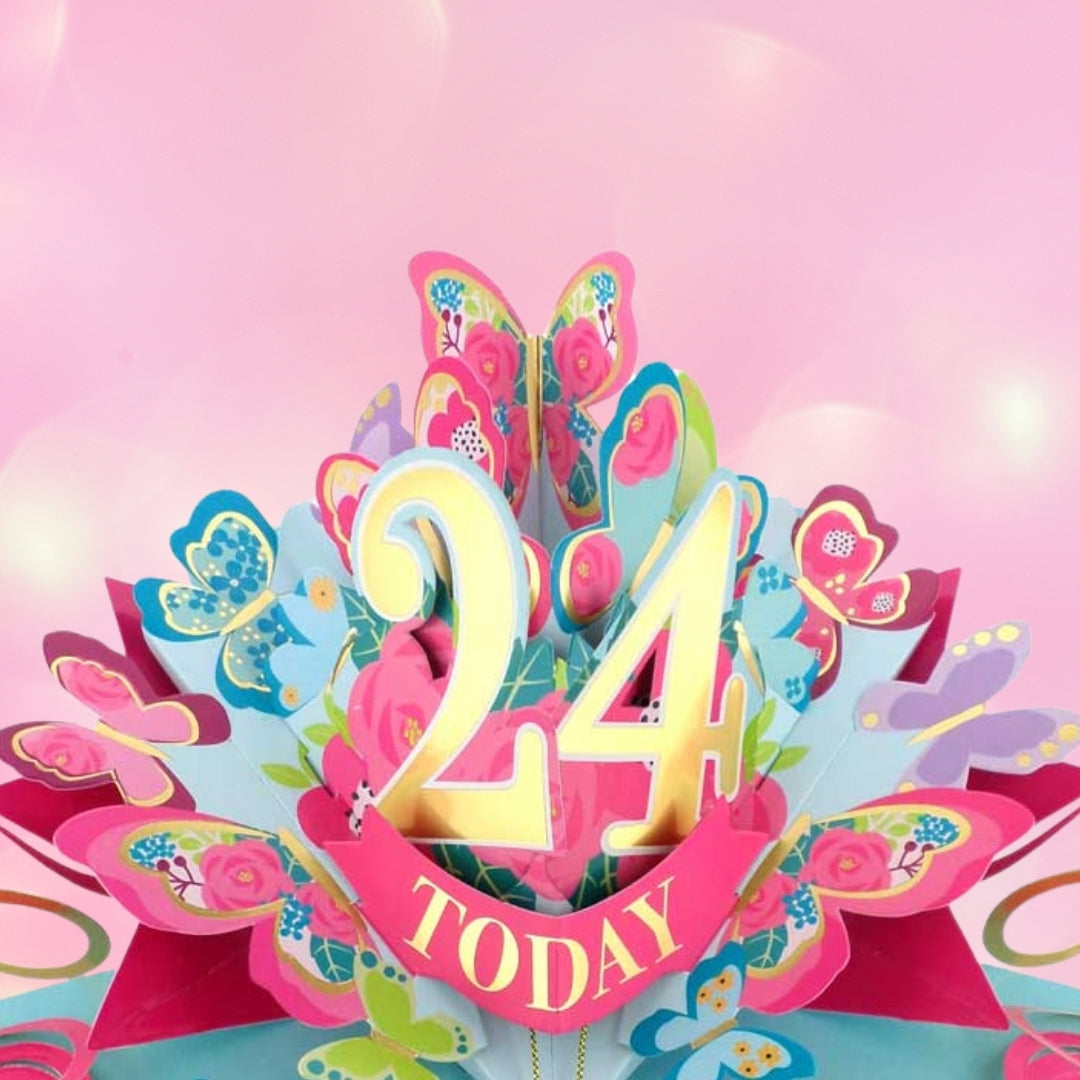 24 Today Happy 24th Birthday Pop Up Greeting Card