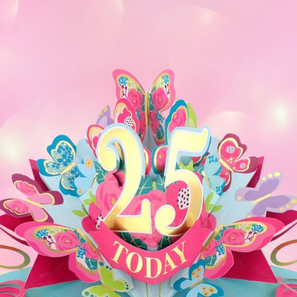 25 Today Happy 25th Birthday Pop Up Greeting Card