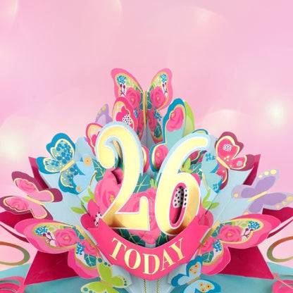 26 Today Happy 26th Birthday Pop Up Greeting Card