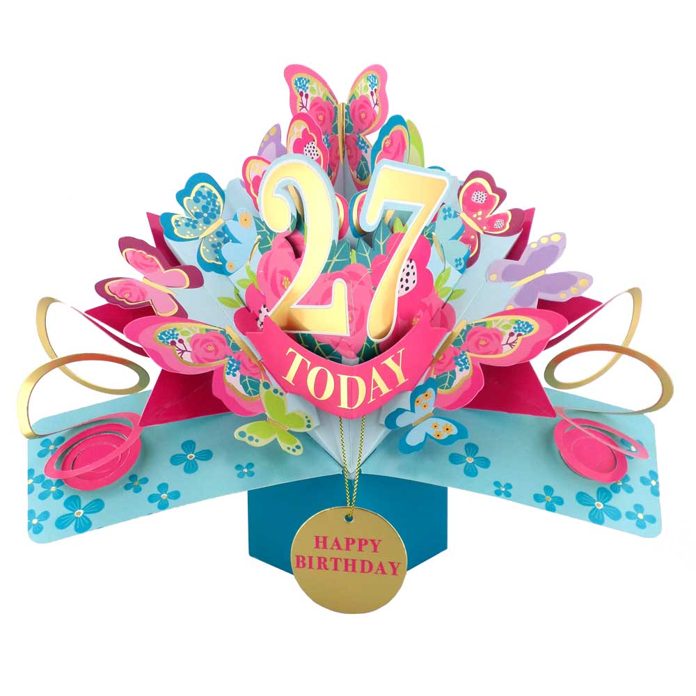 27 Today Happy 27th Birthday Pop Up Greeting Card