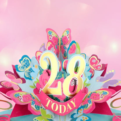 28 Today Happy 28th Birthday Pop Up Greeting Card