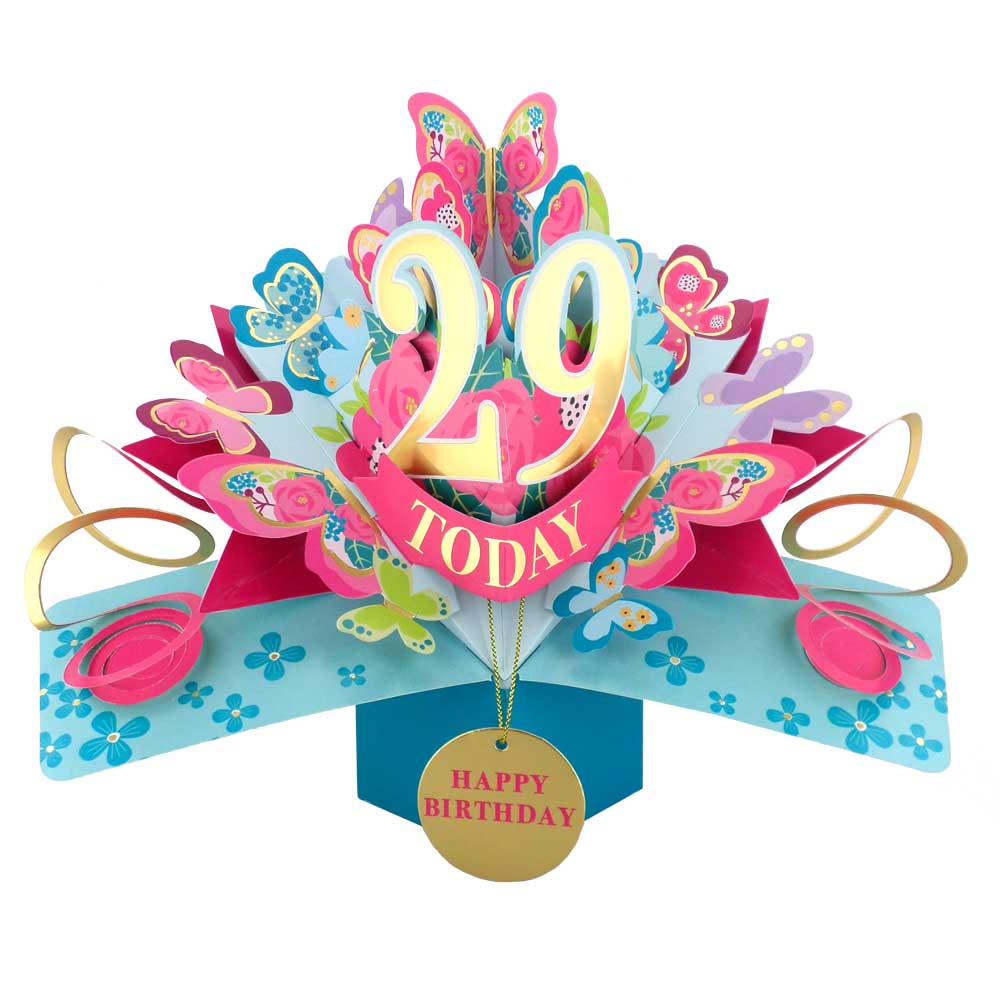 29 Today Happy 29th Birthday Pop Up Greeting Card
