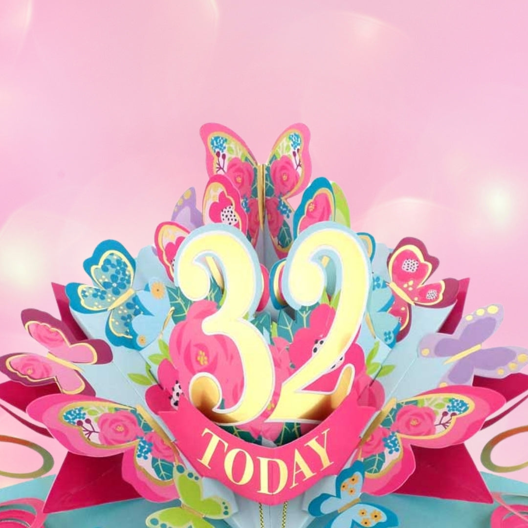 32 Today Happy 32nd Birthday Pop Up Greeting Card