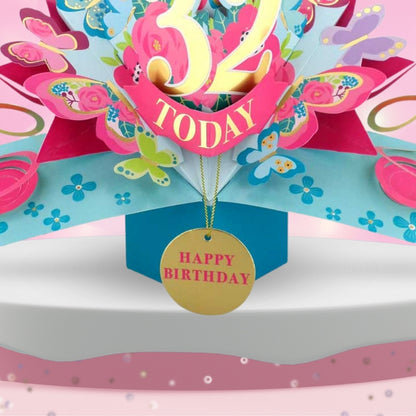32 Today Happy 32nd Birthday Pop Up Greeting Card