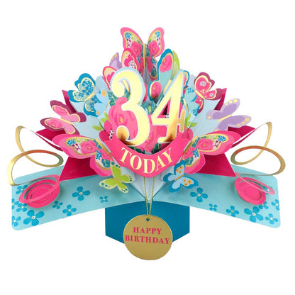 34 Today Happy 34th Birthday Pop Up Greeting Card