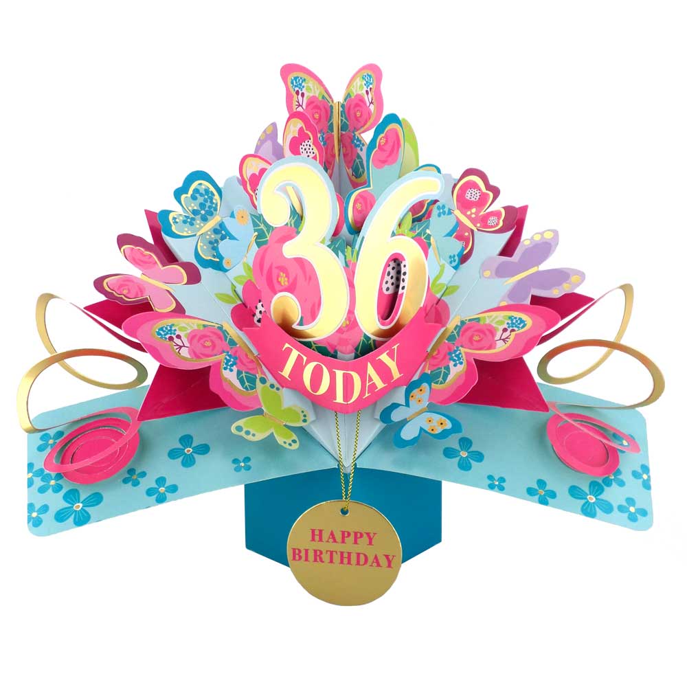 36 Today Happy 36th Birthday Pop Up Greeting Card