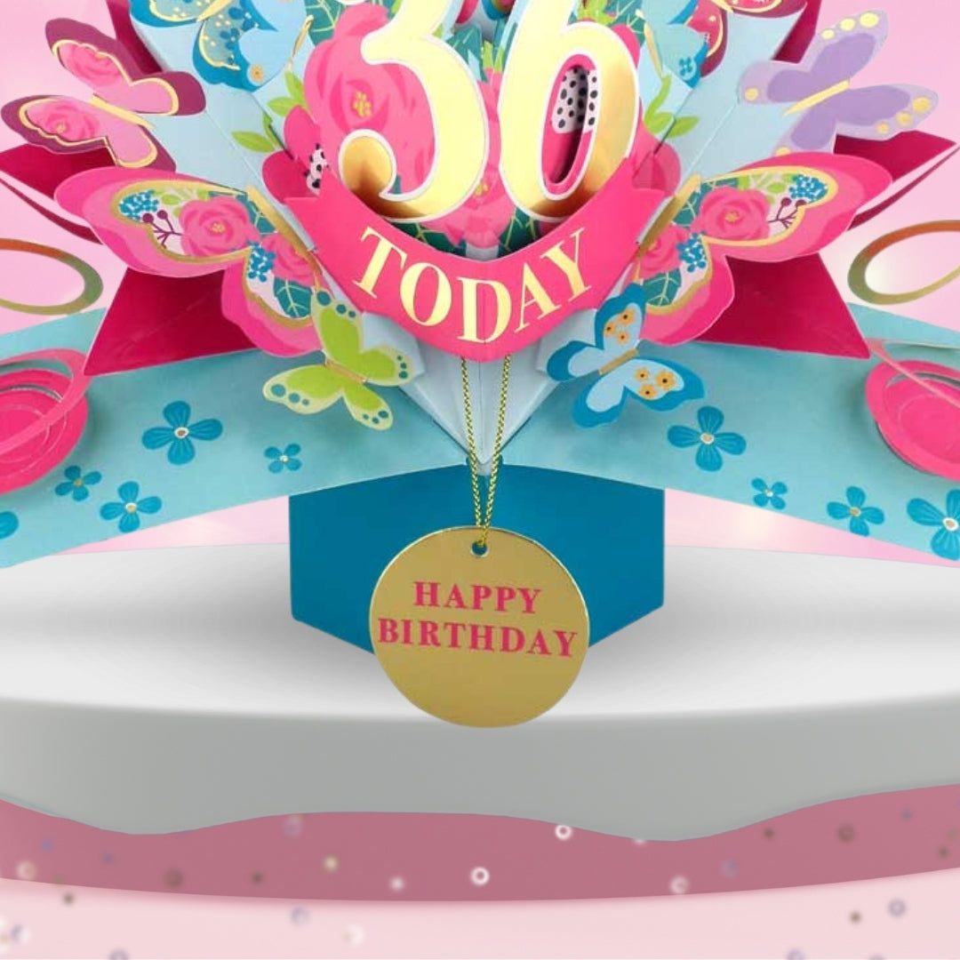 36 Today Happy 36th Birthday Pop Up Greeting Card