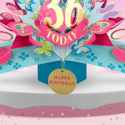 36 Today Happy 36th Birthday Pop Up Greeting Card