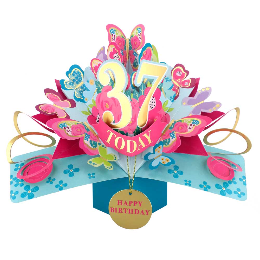 37 Today Happy 37th Birthday Pop Up Greeting Card