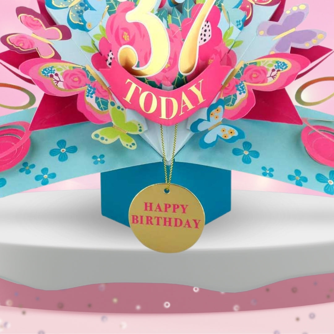 37 Today Happy 37th Birthday Pop Up Greeting Card
